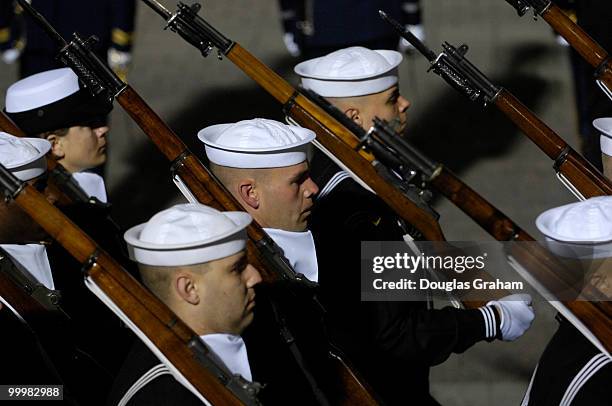 Military personal line the East front of the House side of the U.S. Capitol before the remains of former U.S. President Gerald R. Ford arrived for a...