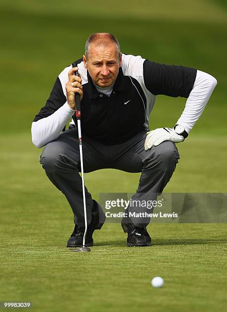 John Kennedy of Wexham Park lines up a putt on the 11th green during the Glenmuir PGA Professional Championship Regional Qualifier at the Oxfordshire...