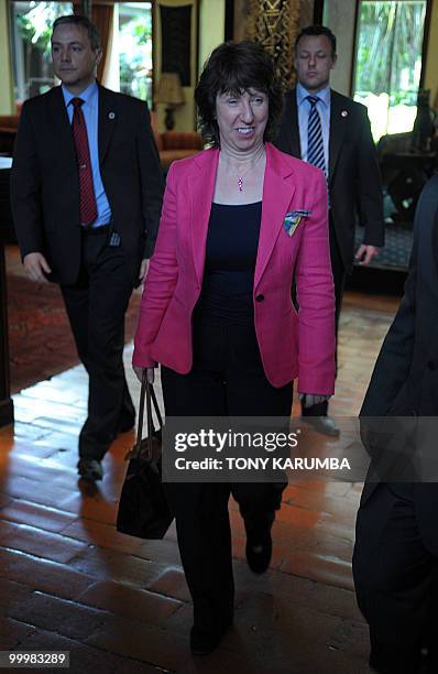 Catherine Ashton, High Representative of the EU for Foreign Affairs arrives for a joint press conference on May 19, 2010 with Kenya's Foreign...