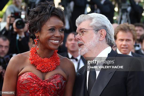 Director George Lucas arrives with partner Mellody Hobson for the screening of "Wall Street - Money Never Sleeps" presented out of competition at the...