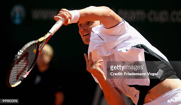 Andreas Beck of Germany in action during his match against Eduardo Schwank of Argentina during day four of the ARAG World Team Cup at the Rochusclub...
