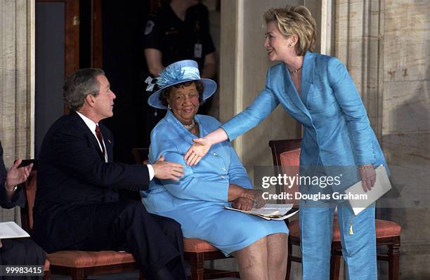 President George W. Bush, Dorothy Height and Hillary Clinton, D-NY., during the Gold Medal Ceremony U. S. Capitol Rotunda.
