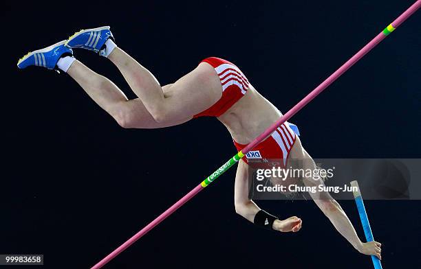 Silke Spiegelburg of Germany competes in the women's pole vault during the Colorful Daegu Pre-Championships Meeting 2010 at Daegu Stadium on May 19,...