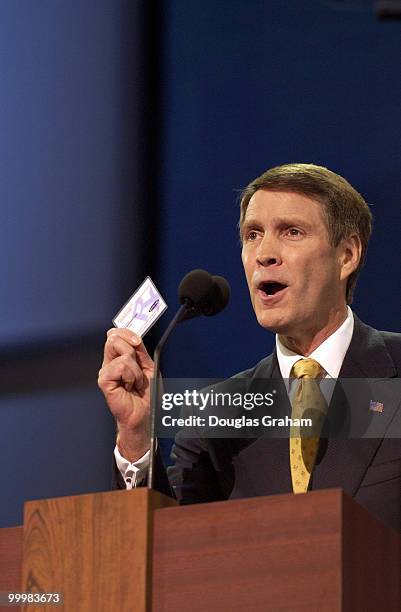 Senate Majority Leader Bill Frist talks about Medicare and prescription drug cards at the 2004 republican National Convention.