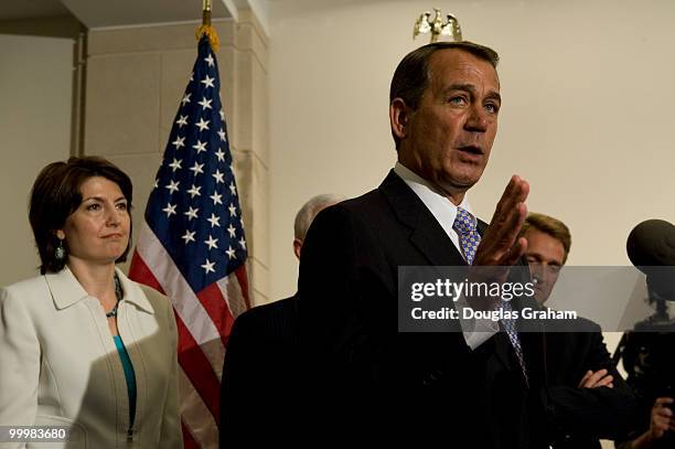 House Republican Leader John Boehner, R-OH. Along with other republican leaders address the media after their House Republican Conference in the CVC...