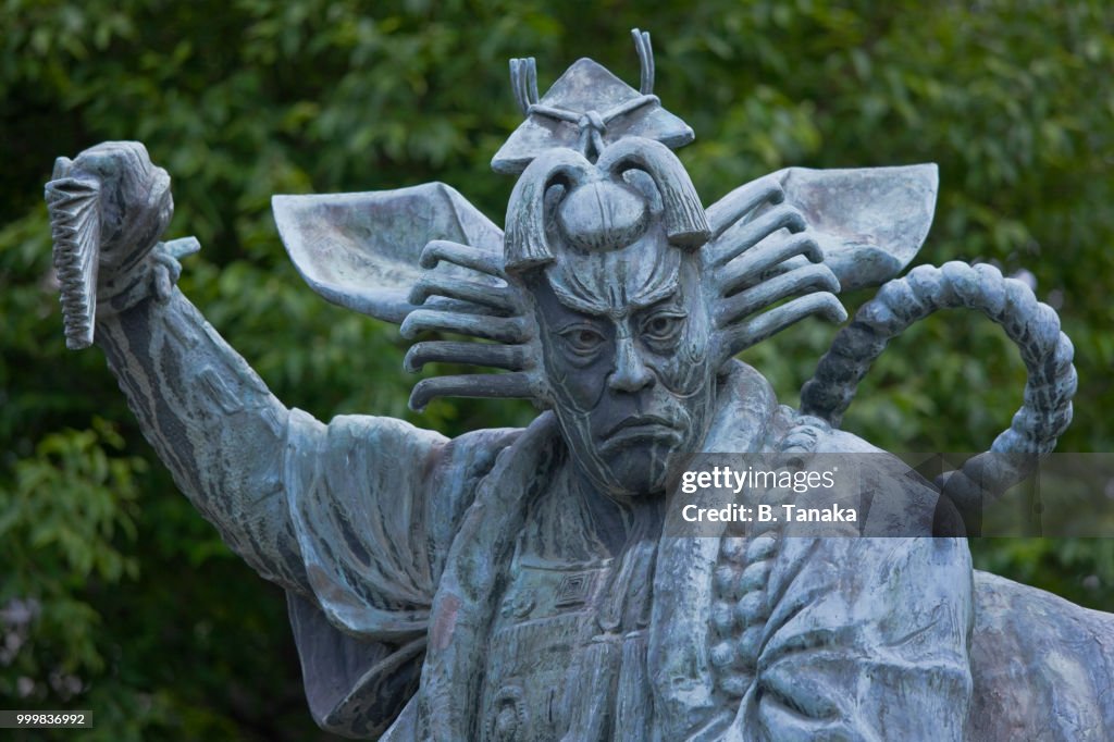 Bronze Statue of Kabuki Actor at Senso-ji Temple in the Old Downtown Asakusa District of Tokyo, Japan