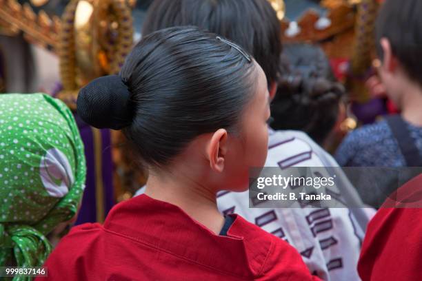 children's mikoshi portable shrine at sanja festival in the downtown asakusa district of tokyo, japan - mikoshi stock pictures, royalty-free photos & images