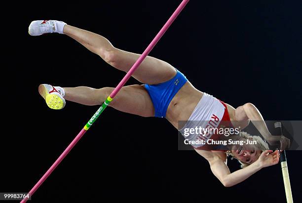 Tatyana Polnova of Russia competes in the women's pole vault during the Colorful Daegu Pre-Championships Meeting 2010 at Daegu Stadium on May 19,...