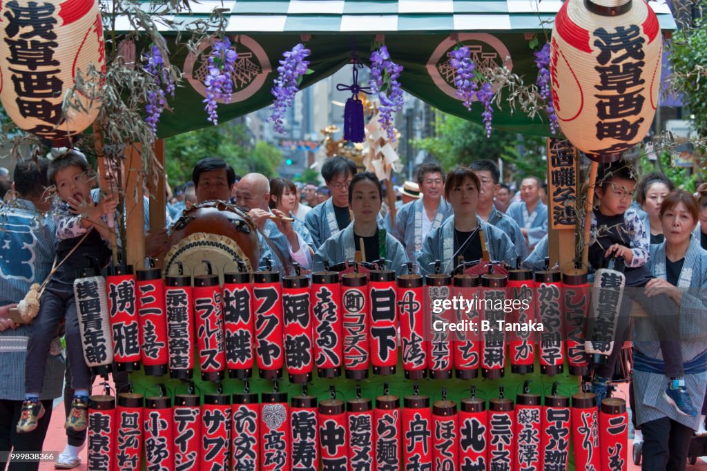 Traditional Music Cart at Sanja Festival in the Old Downtown Asakusa District of Tokyo, Japan