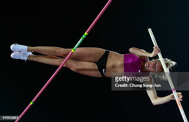 Julia Golubchikova of Russia competes in the women's pole vault during the Colorful Daegu Pre-Championships Meeting 2010 at Daegu Stadium on May 19,...
