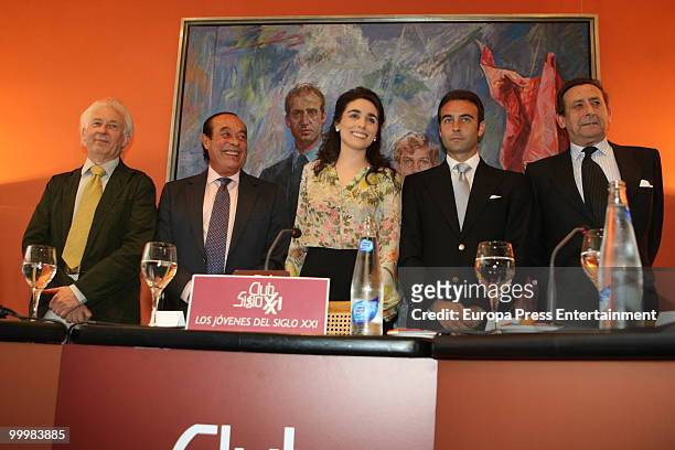 Albert Boadella, Curro Romero, Paloma Segrelles jr, Enrique Ponce and Alfonso Ussia attend the 'Young People On The 21st Century And The Bullfighting...
