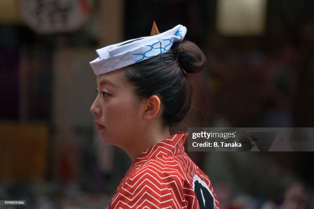 Stylish Young Woman at Sanja Festival in the Old Downtown Asakusa District of Tokyo, Japan