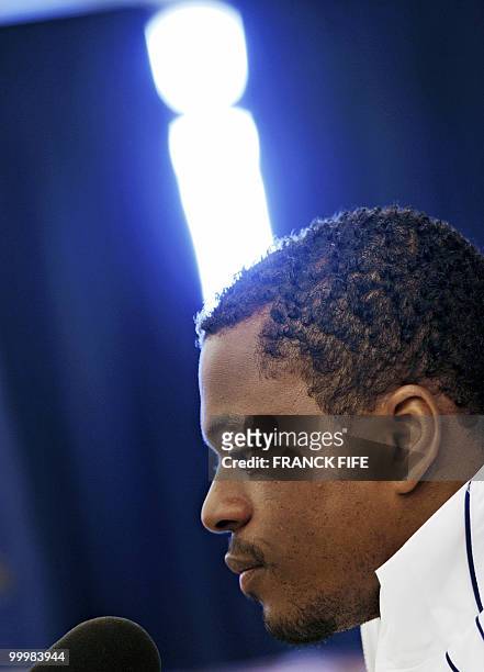 French defender Patrice Evra is seen during a press conference in Tignes, French Alps on May 18, 2010. The team will be starting in Tignes their...