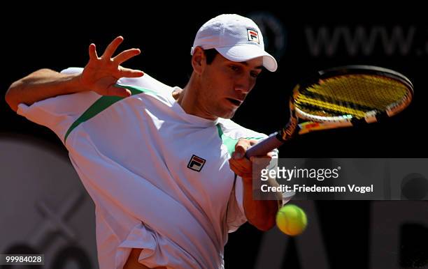 Carsten Ball of Australia in action during his match against Tomas Berdych of Czech Republic during day four of the ARAG World Team Cup at the...
