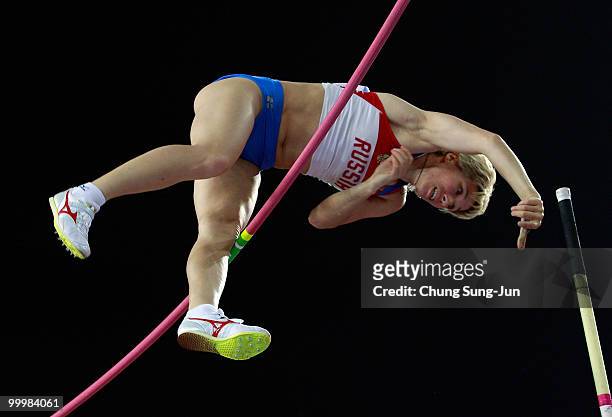 Tatyana Polnova of Russia competes in the women's pole vault during the Colorful Daegu Pre-Championships Meeting 2010 at Daegu Stadium on May 19,...
