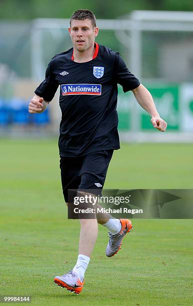 James Milner looks on during an England training session on May 19, 2010 in Irdning, Austria.