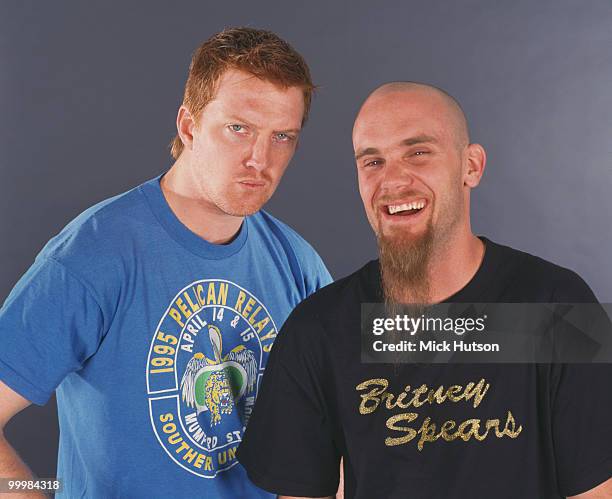 Josh Homme and Nick Oliveri from Queens Of The Stone Age posed in Los Angeles in 2002