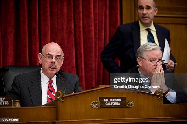 Chairman Henry Waxman, D-CA., and ranking member Joe Barton, R-TX., during the House Energy and Commerce Committee Climate and Energy Strategy full...