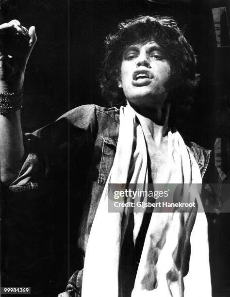 Mick Jagger from The Rolling Stones performs live on stage at Ahoy in Rotterdam, Netherlands on October 13 1973