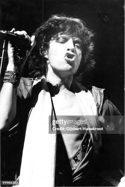 Mick Jagger from The Rolling Stones performs live on stage at Ahoy in Rotterdam, Netherlands on October 13 1973