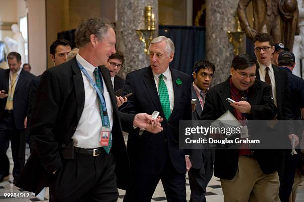 Majority Leader Steny Hoyer, D-MD., talks with reporters as he makes his way through Statuary Hall to the Speakers office in the U.S. Capirol. March...