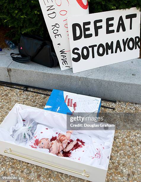 Protesters where on hand outside the Dirksen Senate Office Building to protest Sonia Sotomayor nomination hearing to become US Supreme Court Justice,...
