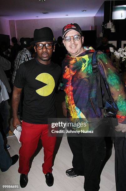 Singer O'Neal McKnight and artist and designer Noah G. Pop attend Dirty Money's "Last Train to Paris" album listening party at Daddy's House on May...