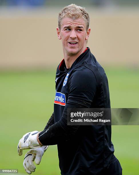 Joe Hart looks on during an England training session on May 19, 2010 in Irdning, Austria.