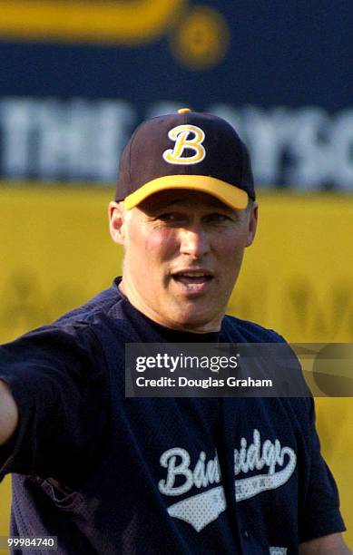 Jay Inslee during warm-up before the start of the 41st Annual Congressional Baseball Game.