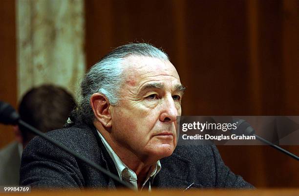 Ben Nighthourse Campbell, R-CO., listens to Interior Secretary Gale Norton, during the Interior Budget Full committee hearing on the president's...