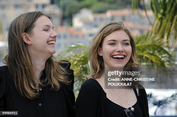 British actress Hannah Murray and Imogen Poots pose during the photocall of "Chatroom" presented in the Un Certain Regard selection at the 63rd...