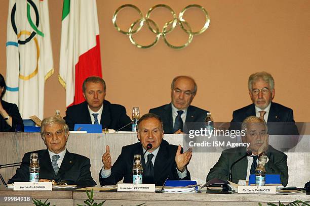 Gianni Petrucci the President of C.O.N.I along with other members of the Italian Olympic Committee hold a meeting to decide the city for 2020 Olympic...