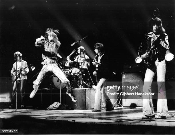 The Rolling Stones perform live at Ahoy in Rotterdam, Netherlands on October 13 1973 L-R Mick Taylor, Mick Jagger, Charlie Watts, Keith Richards,...