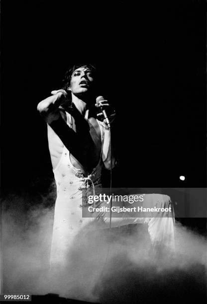 Mick Jagger from The Rolling Stones performs live on stage at Sporthalle in Cologne, Germany on September 04 1973