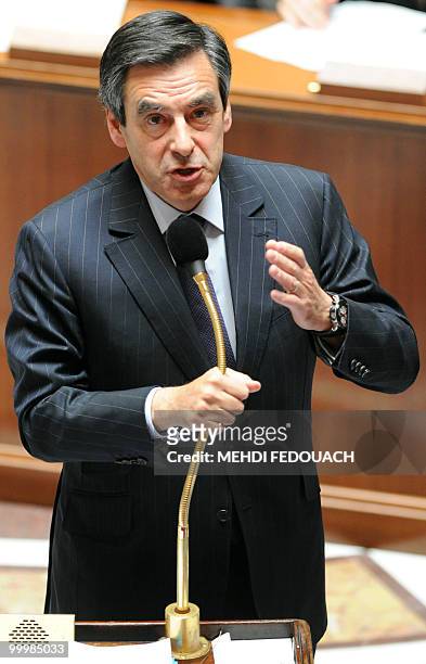 France Prime Minister Francois Fillon speaks during the session of questions to the government on May 19, 2010 at the National Assembly in Paris....