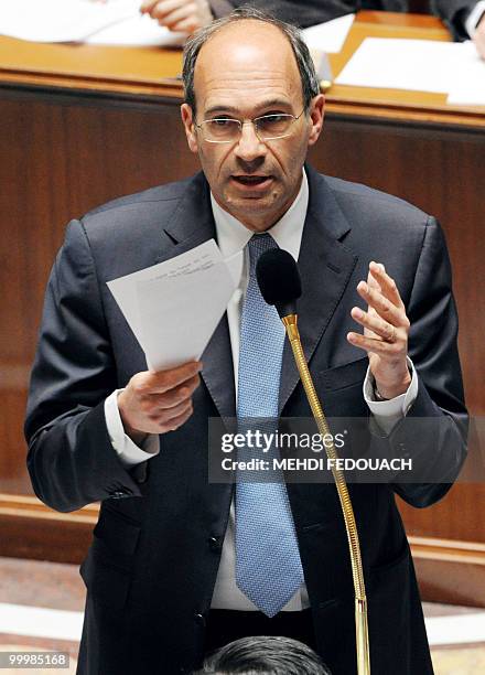 French Labour minister Eric Woerth speaks during the session of questions to the government on May 19, 2010 at the National Assembly in Paris. Woerth...