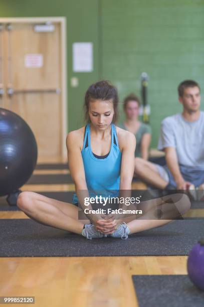 co-ed group exercising together at a modern fitness facility - ed stock pictures, royalty-free photos & images