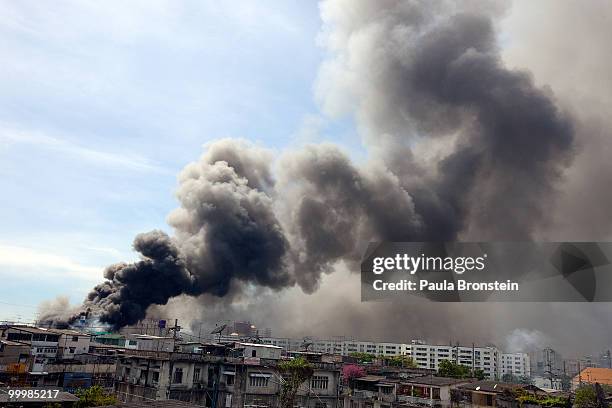 Fires burn around Bangkok after the red shirt anti-government protesters vented their anger on May 19, 2010 in Bangkok, Thailand. At least 5 people...