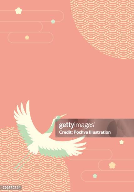 japanese crane background vector illustration - crane bird stock illustrations
