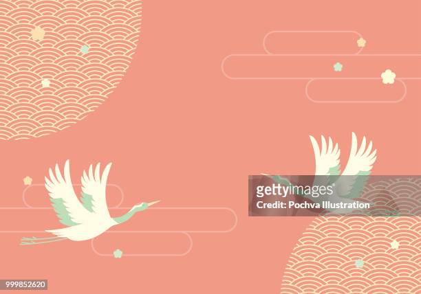 japanese crane background vector illustration - japanese crane stock illustrations