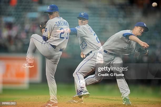 Zack Greinke of the Kansas City Royals pitches against the Baltimore Orioles at Camden Yards on May 18, 2010 in Baltimore, Maryland.