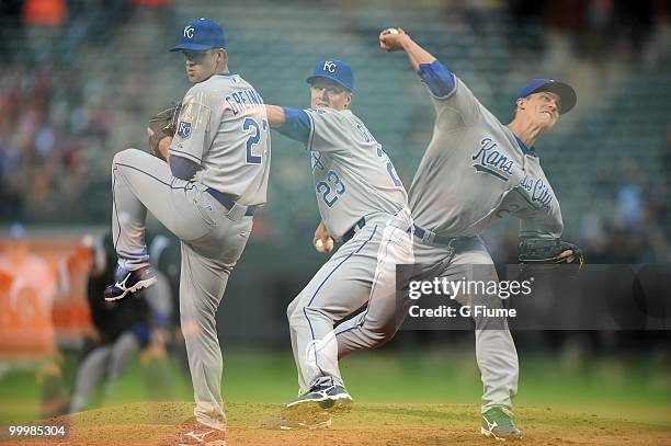 Zack Greinke of the Kansas City Royals pitches against the Baltimore Orioles at Camden Yards on May 18, 2010 in Baltimore, Maryland.