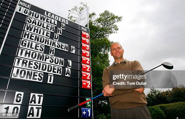 Graham Howell of Ferndown Forest poses after taking a lead during the Business Fort plc English PGA Championship Regional Qualifier at Cumberwell...