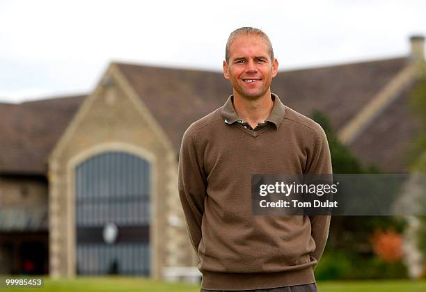 Graham Howell of Ferndown Forest poses after taking a lead during the Business Fort plc English PGA Championship Regional Qualifier at Cumberwell...