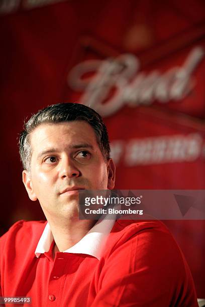 Tunc Cerrahoglu, president of Russian operations for Anheuser-Busch InBev NV, pauses during a press conference for the launch of Budweiser beer in...