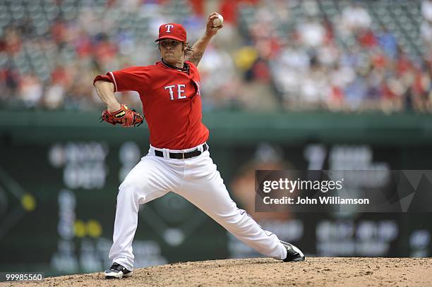 Wilson of the Texas Rangers pitches during the game against the Oakland Athletics at Rangers Ballpark in Arlington in Arlington, Texas on Thursday,...