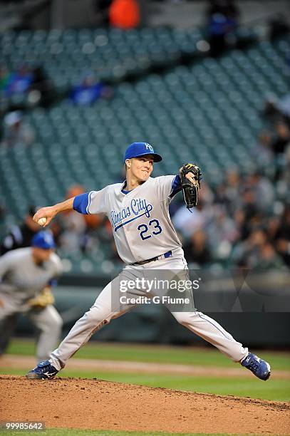 Zack Greinke of the Kansas City Royals pitches against the Baltimore Orioles at Camden Yards on May 18, 2010 in Baltimore, Maryland.