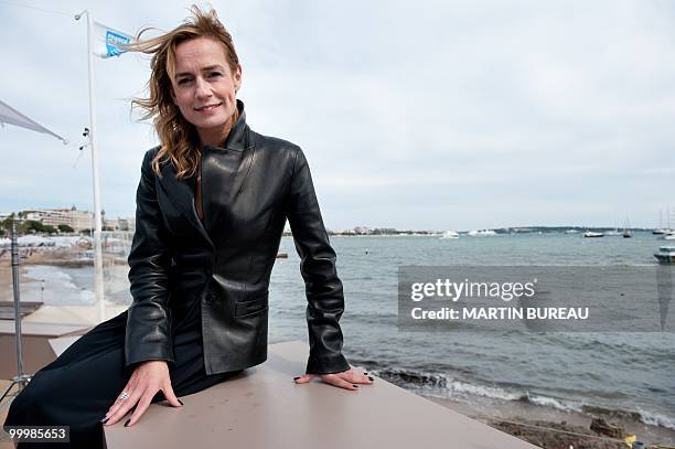 French actress Sandrine Bonnaire poses on May 14, 2010 in Cannes during the 63rd Cannes Film Festival. AFP PHOTO / MARTIN BUREAU