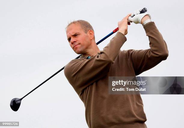 Graham Howell of Ferndown Forest tees off during the Business Fort plc English PGA Championship Regional Qualifier at Cumberwell Park Golf Club on...