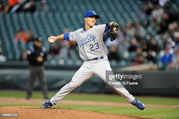 Zack Greinke of the Kansas City Royals pitches against the Baltimore Orioles at Camden Yards on May 18, 2010 in Baltimore, Maryland.